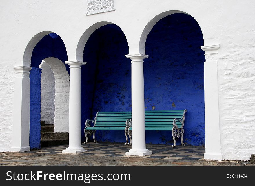 A covered seating area in italian style. A covered seating area in italian style