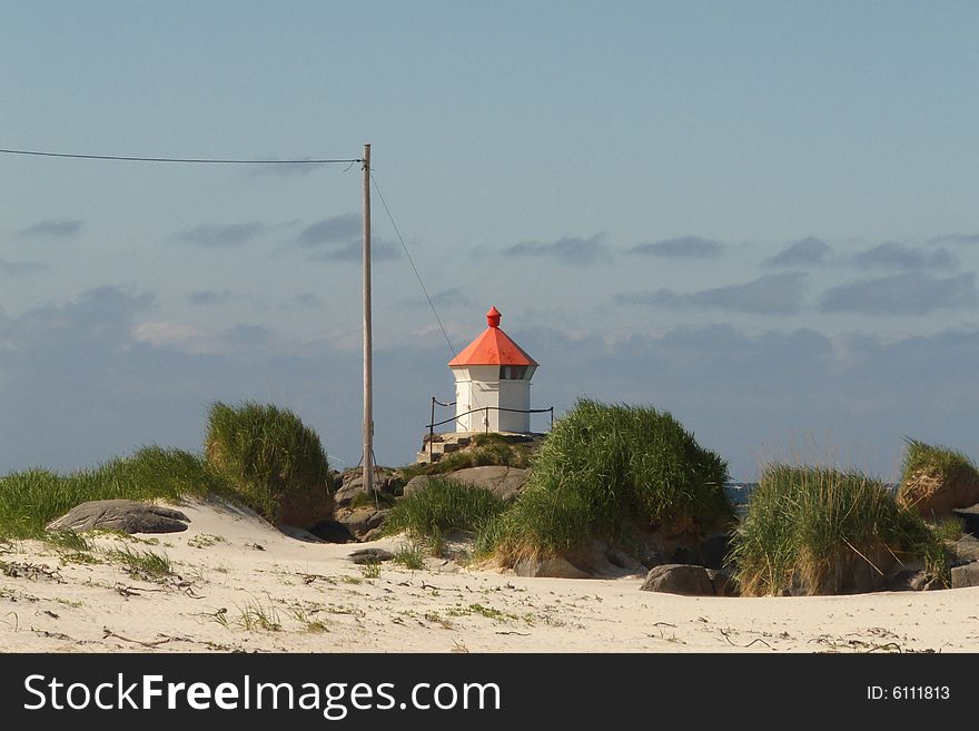 The small lighthouse of Eggum, Lofoten islands, norwegian arctic circle. The small lighthouse of Eggum, Lofoten islands, norwegian arctic circle