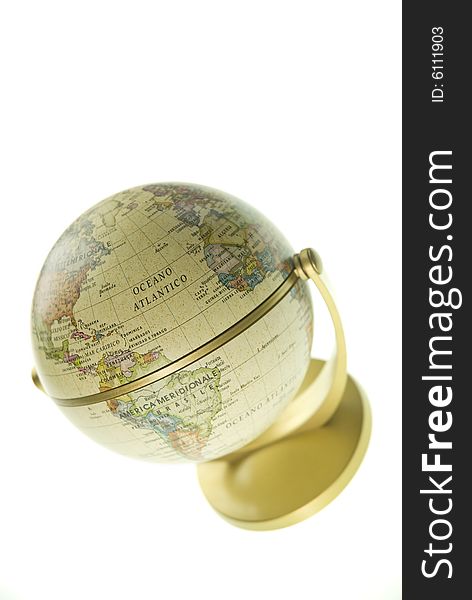 Old style political globe on a white background