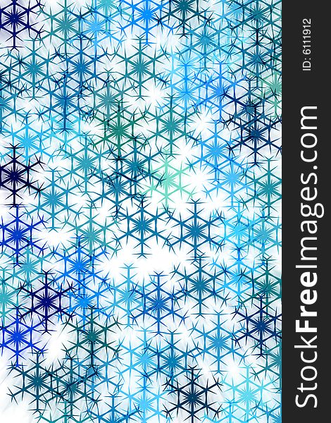 Snowflakes in different blue colours on white background. Snowflakes in different blue colours on white background