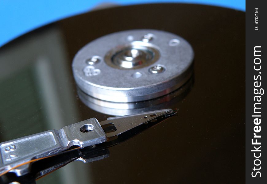 View of computer hard disk inside