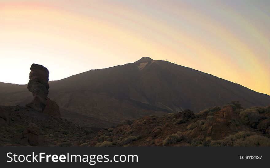 Mount Teide at dusk on the island of Tenerife