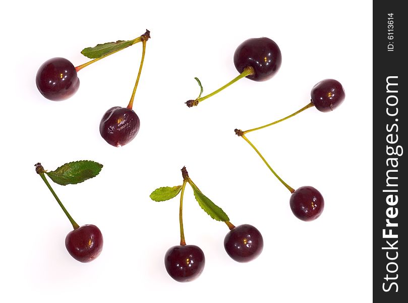 Cherry set isolated on white background.