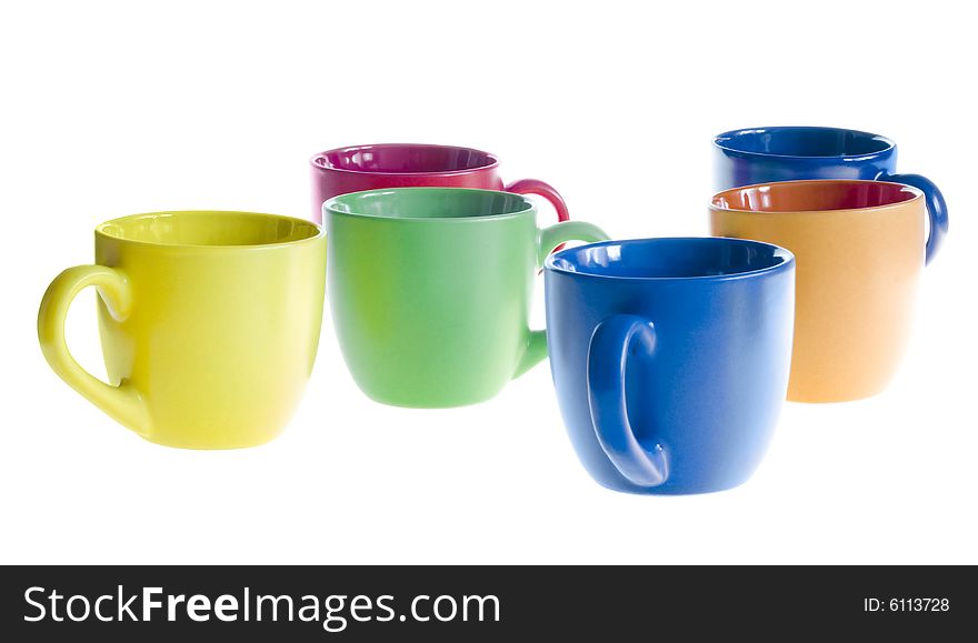 Coffee cups on white background
