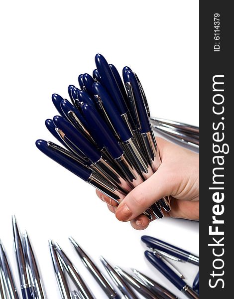 Many Pens Are In A Hand