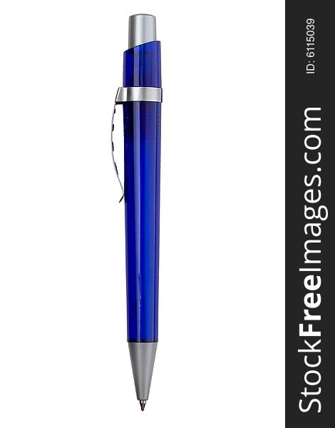 Large blue pen with a silver clips