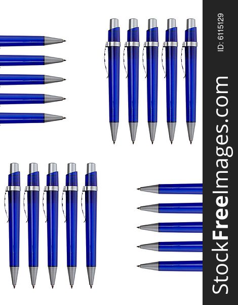 Group Of Blue Colored Pens