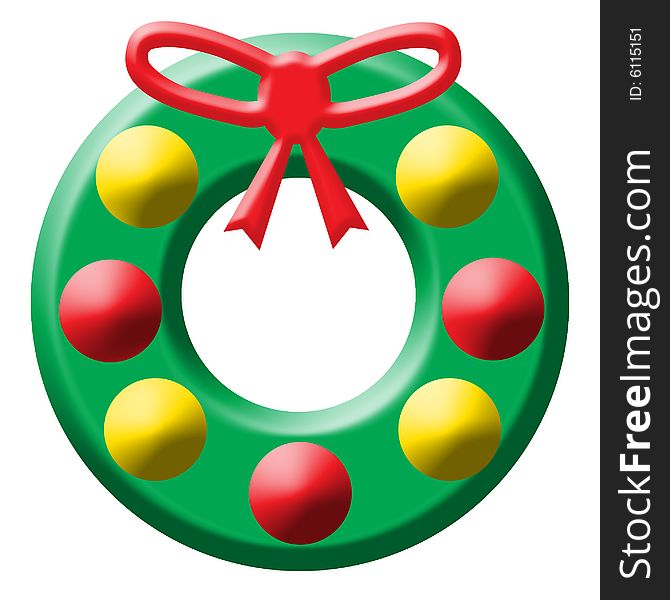 A Christmas wreath 3D illustration. A Christmas wreath 3D illustration.