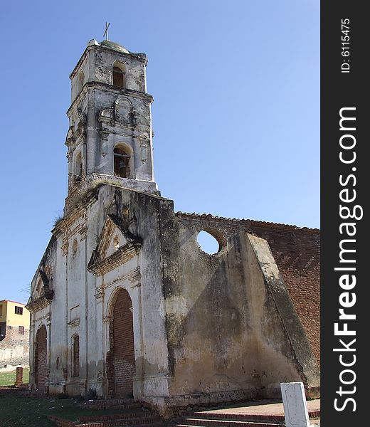 Vintage ancient church in Trinidad colonial city, Cuba