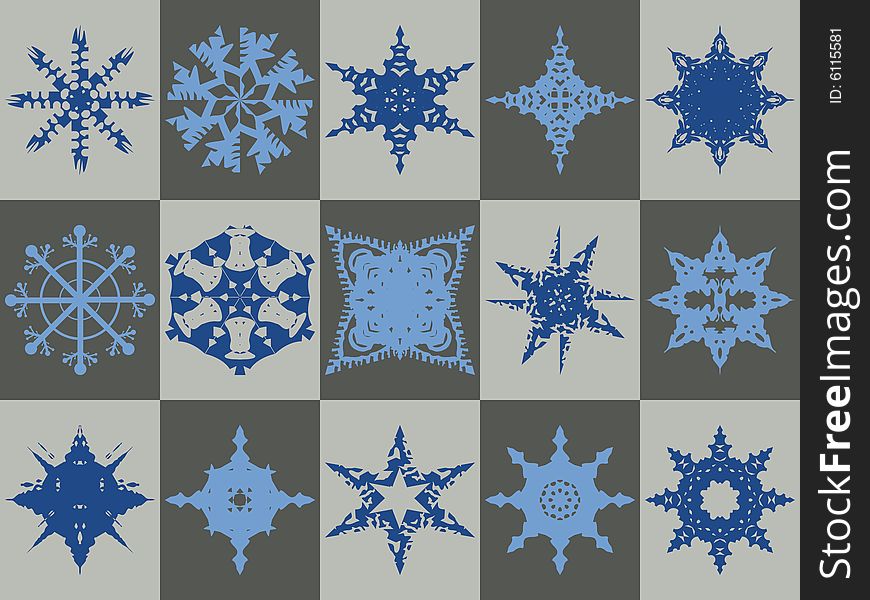 A collection of snowflakes ready for any Christmas decorations.  Also available in vector format. A collection of snowflakes ready for any Christmas decorations.  Also available in vector format.