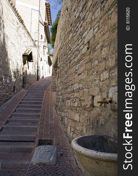 Streets and alleys in the wonderful town of Assisi in Umbria italia