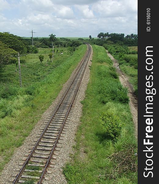 A long railroad, in cuban landscape