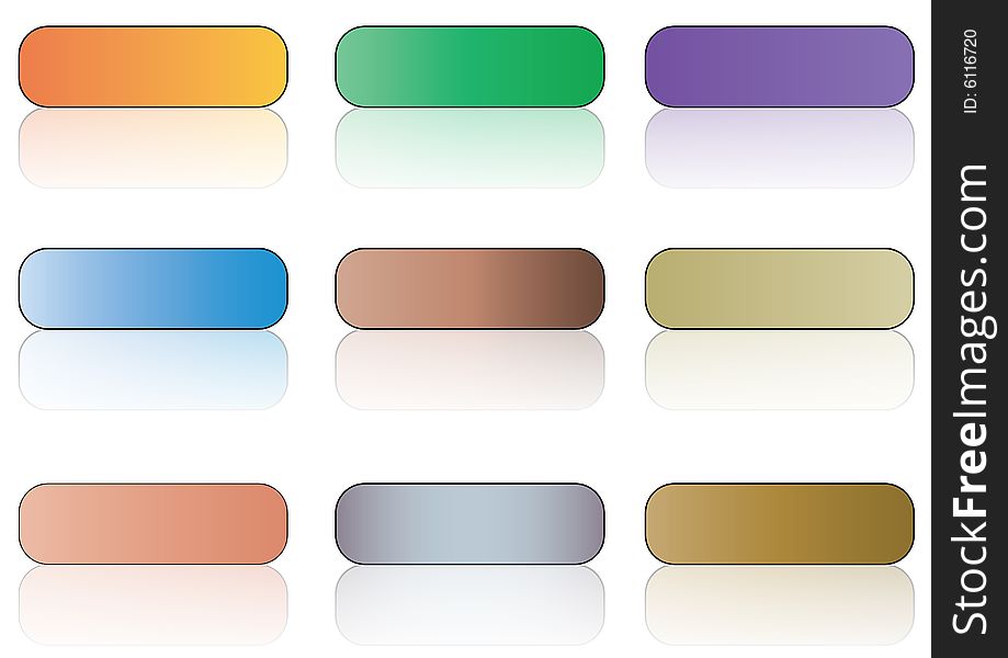 Various colored reflective buttons Place your own text to make them yours, vector. Various colored reflective buttons Place your own text to make them yours, vector