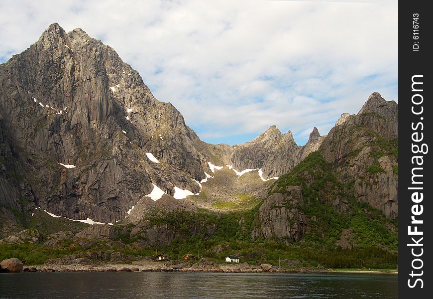 Old glacial valley in Lofoten islands, Norwegian arctic region. Old glacial valley in Lofoten islands, Norwegian arctic region