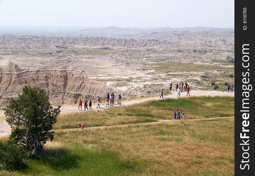 Tourists in Badland National park
