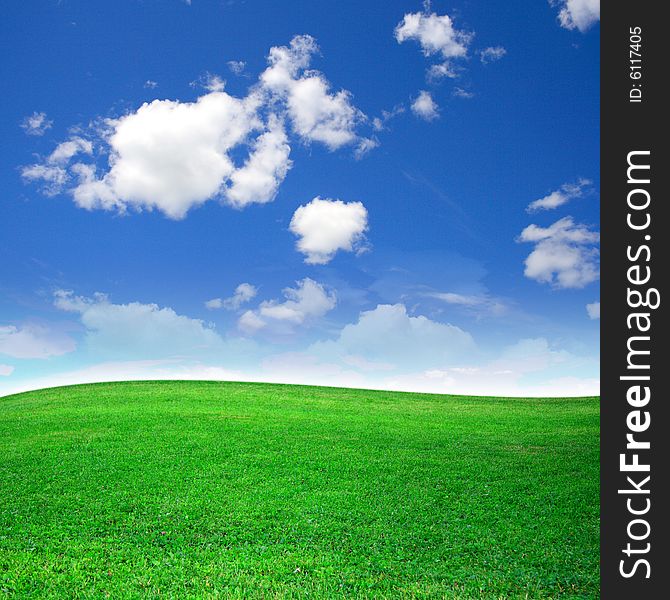 Green field beautiful, blue sky