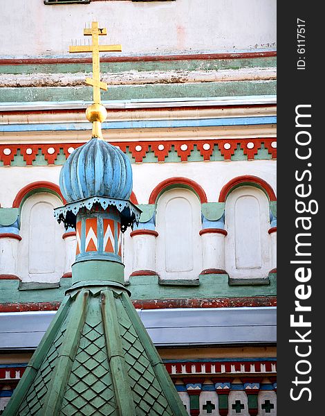 Cupolas and crosses on the Russian church