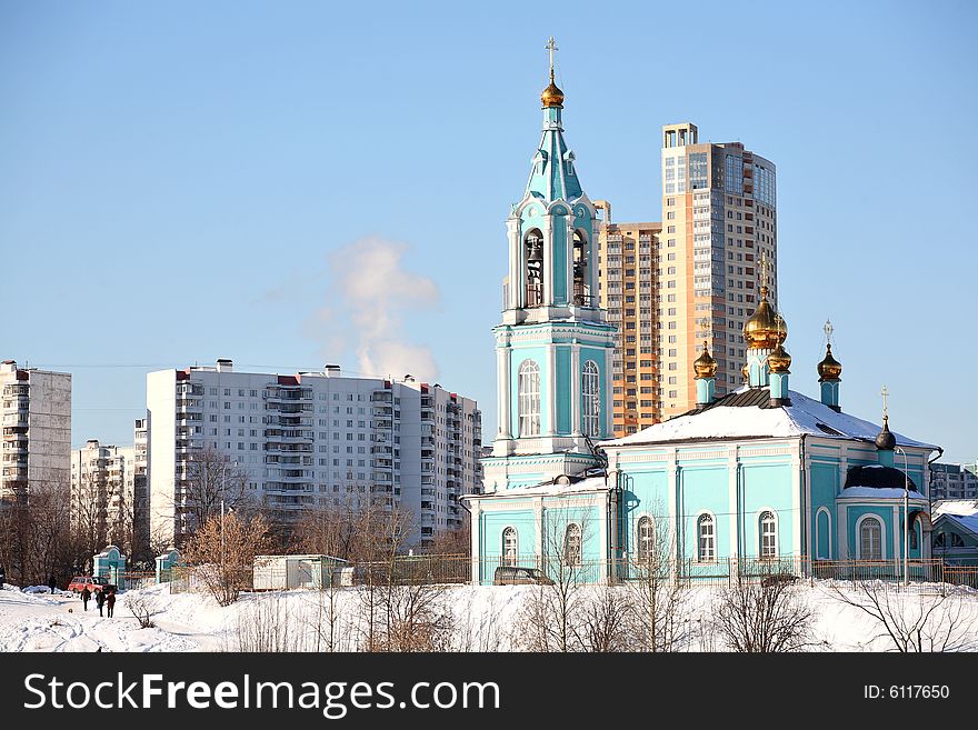 Beautiful Blue Christian Orthodox Church