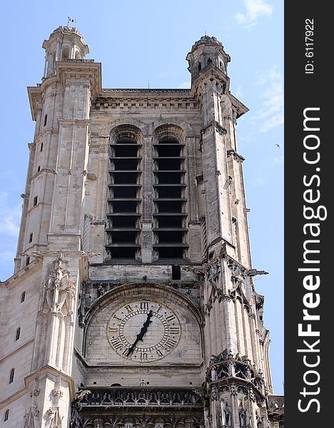 Cathedral tower in Troyes, North France. Cathedral tower in Troyes, North France.