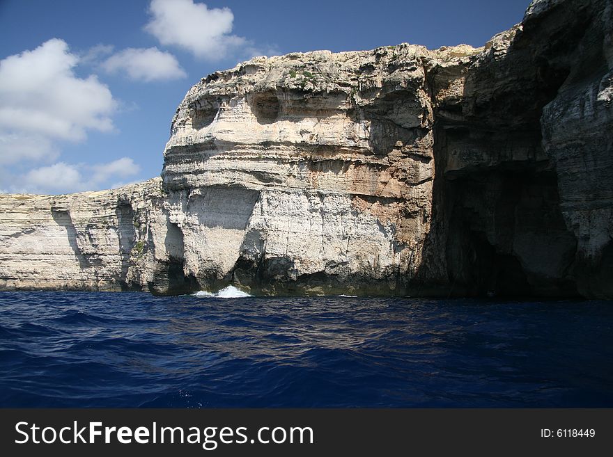 From local boat ride u can see this big face. Malta - Gozo island. From local boat ride u can see this big face. Malta - Gozo island