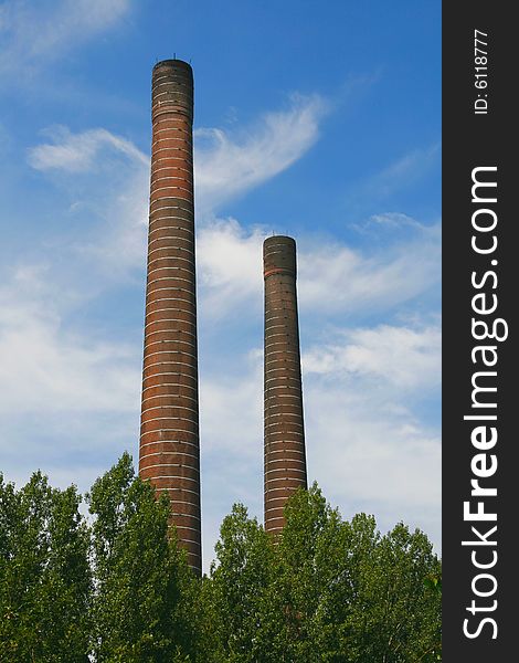 Chimneys of heat and power plant in Bytom, Silesia (Poland)