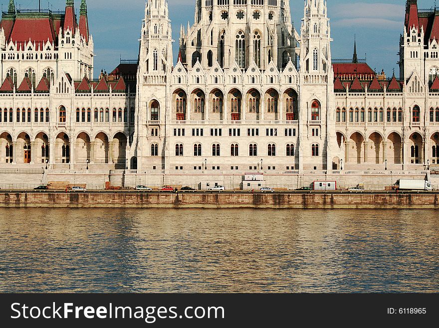 The old Budapest Parliament near the Danube