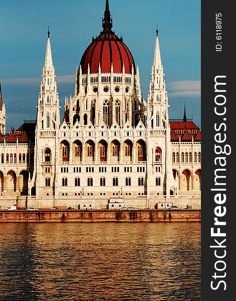 The old Budapest Parliament near the Danube