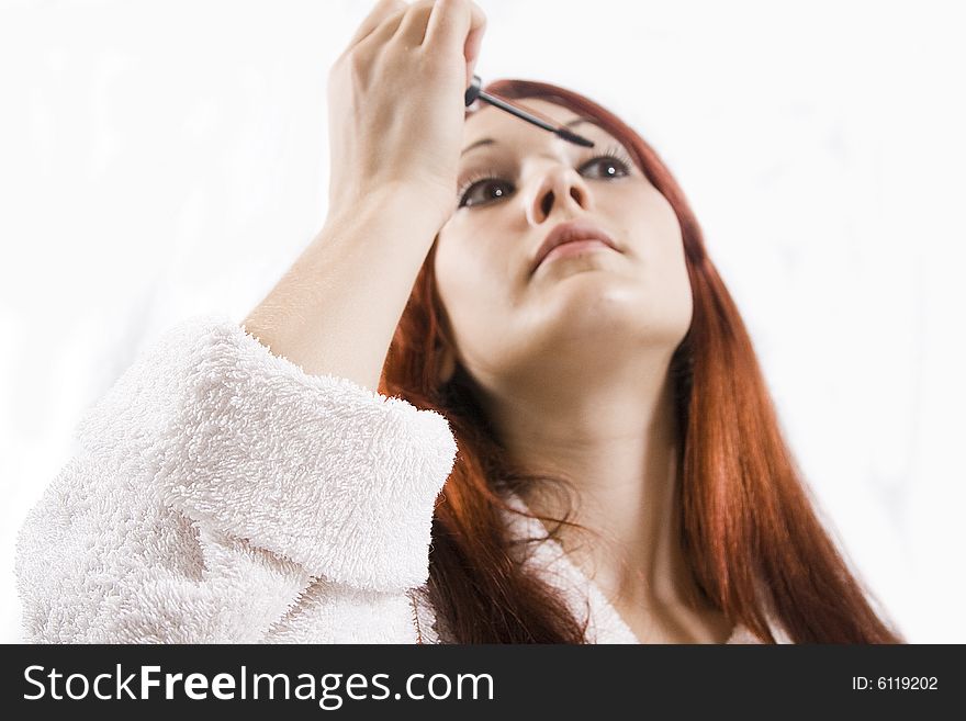 Redhead, girl, Makeup Mascara, Beautyful.