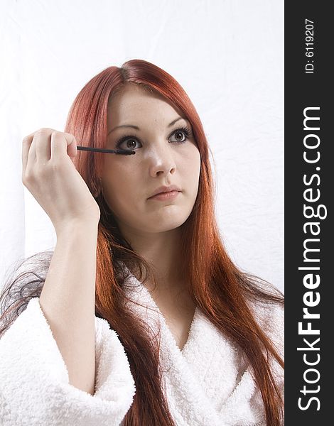 Redhead, girl, Makeup Mascara, Beautyful.