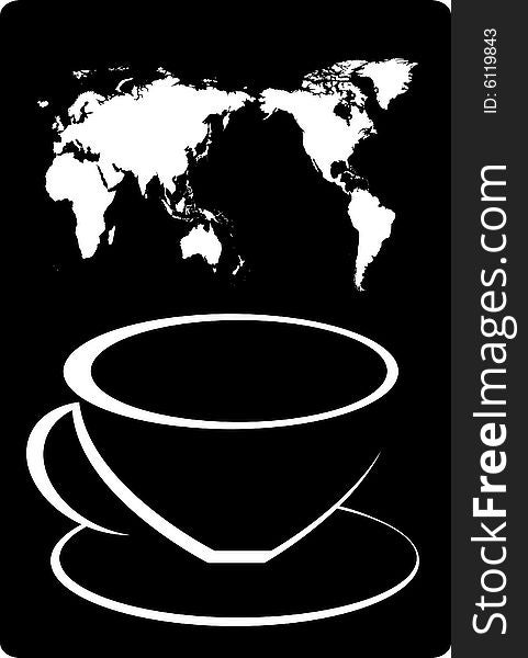 Cup of coffee with abstract design element