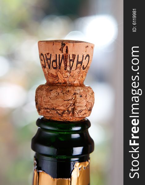 Champagne Cork On An Opened Bottle