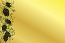 Golden Background With Pine Cones Stock Images Golden Background With Pine Cones Stock Images