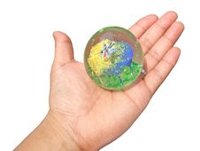 Glass Ball In Hand Royalty Free Stock Photo