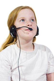Little Girl Wearing Headset Stock Image Little Girl Wearing Headset Stock Image