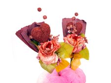 Two Paper Flower Art With Candy Floss Royalty Free Stock Photo Two Paper Flower Art With Candy Floss Royalty Free Stock Photo