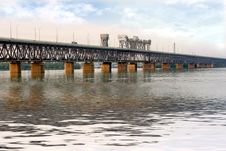 Bridge Across Dniepr S River Stock Photos