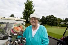 Female Golfer With Cart Royalty Free Stock Photos Female Golfer With Cart Royalty Free Stock Photos