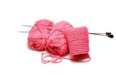 Pink Yarn And Needles Stock Images
