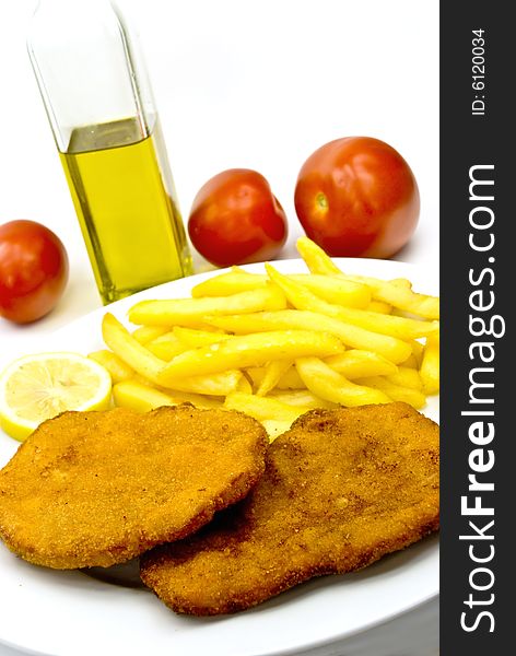 Cutlet,breaded-with french fries