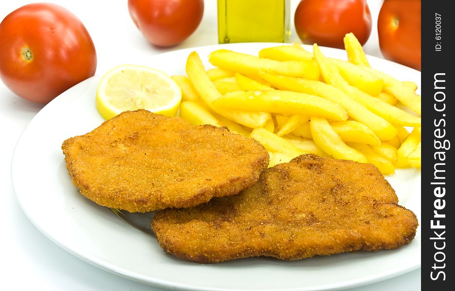 Cutlet,breaded-with French Fries