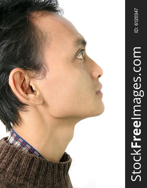 Side view asian man face. Side view asian man face