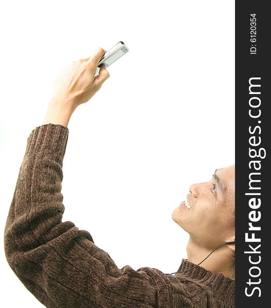 Man and cellular phone