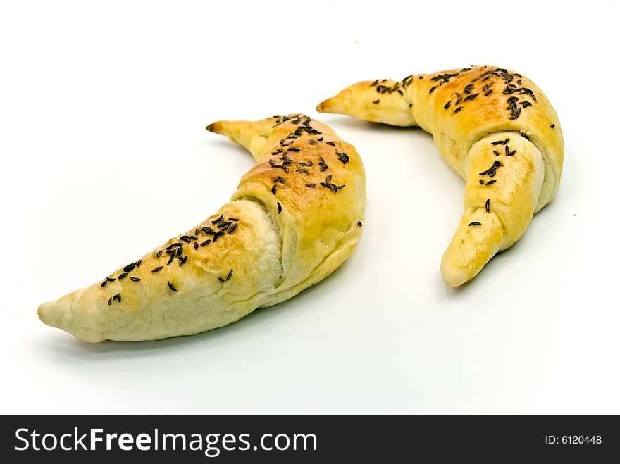 Croissants With Caraway Seeds.close Up Shot