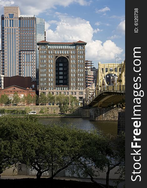 Bridge leading to downtown Pittsburgh. Bridge leading to downtown Pittsburgh