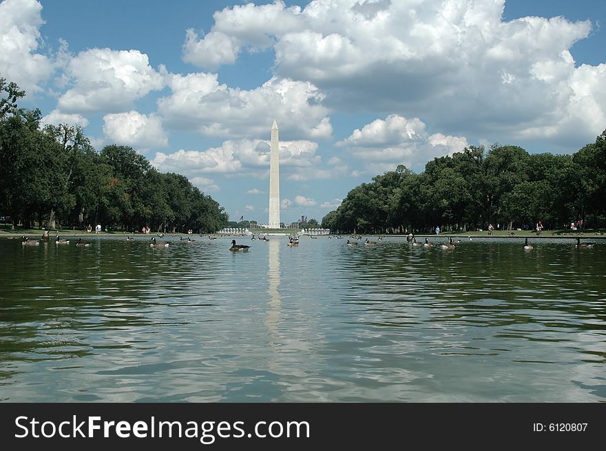 The Washington Monument is the most prominent, as well as one of the older, attractions in Washington, D.C. It was built in honor of George Washington, who led the country to independence, and then became its first President.