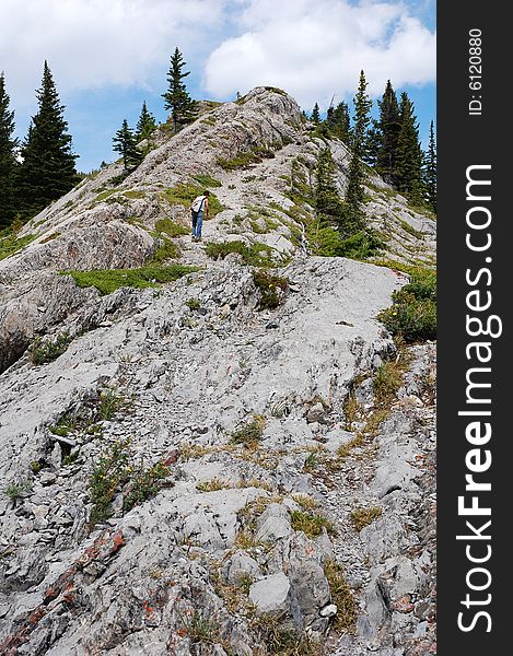 Hiking trail on mountain indefatigable, kananaskis, alberta, canada. Hiking trail on mountain indefatigable, kananaskis, alberta, canada