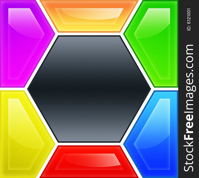 Glossy image with vibrant color, usable for design and web, hexagon puzzle. Glossy image with vibrant color, usable for design and web, hexagon puzzle