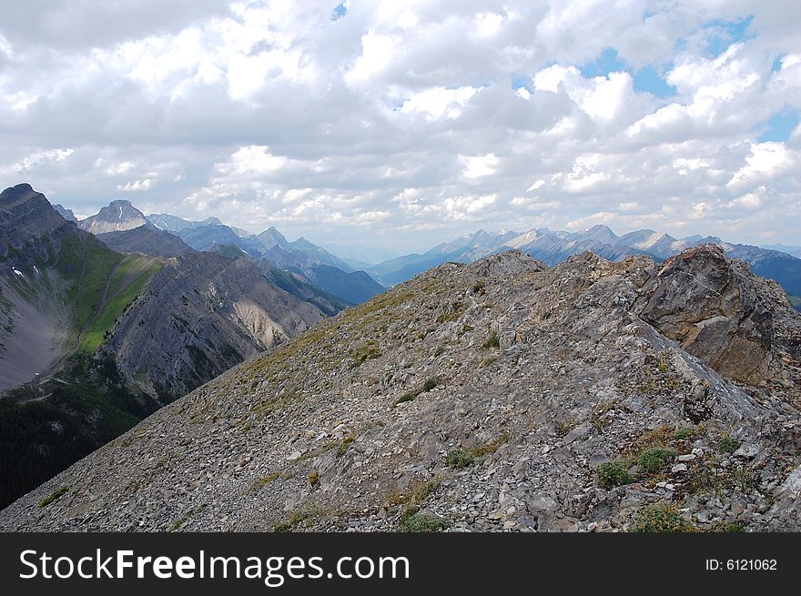 Hiking trails to the top of mountain indefatigable, kananaskis country, alberta, canada. Hiking trails to the top of mountain indefatigable, kananaskis country, alberta, canada