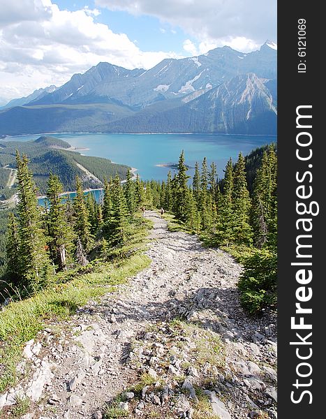 Hiking trail on mountain indefatigable, kananaskis, alberta, canada. Hiking trail on mountain indefatigable, kananaskis, alberta, canada