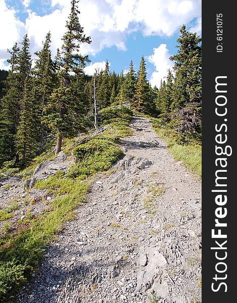 Hiking trail on mountain indefatigable, kananaskis, alberta, canada. Hiking trail on mountain indefatigable, kananaskis, alberta, canada